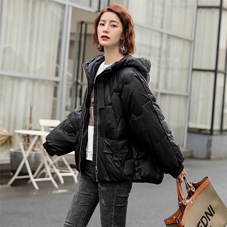 2020冬季新款时尚气质连帽羽绒服女短款宽松显瘦保暖外套,女装卫衣/绒衫,深水步