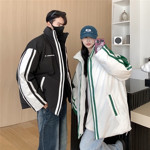 23冬季新款 PU皮拼接棉服男款外套潮牌美式情侣运动棉衣D334 P128图片