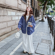 【新款】2C137-8282-P135-K218蓝格拼接灰色两面穿外套，女装短外套，2C137