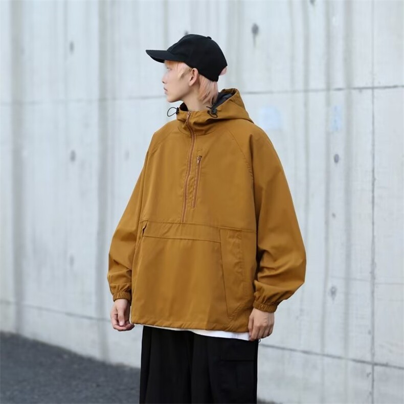 HY2095-P45美式机能高街外套男春秋潮牌设计拉链防风运动冲锋衣,男装夹克,电商C233