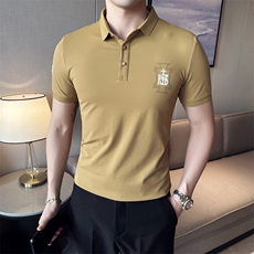2024夏季新款修身短袖POLO衫韩版时尚印花T恤男D8807-p55控85，男装Polo衫，电商D303