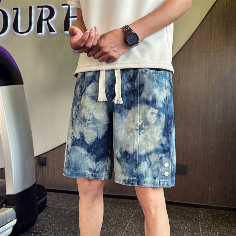 DK5109P5078店主风小伙风水洗扎染牛仔短裤五分裤,男装牛仔裤,电商B340