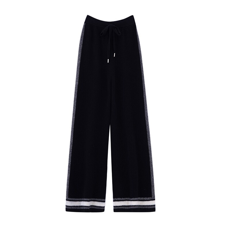 时尚提花阔腿裤女高腰显瘦宽松休闲裤，女装休闲裤，宏杨羊绒