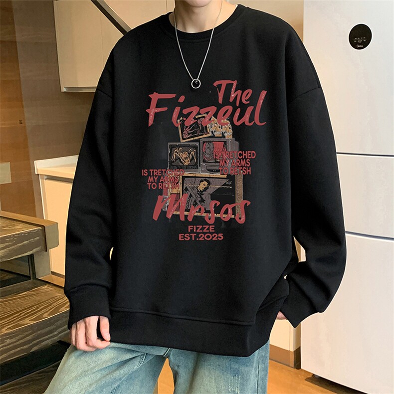 W565卫衣男秋冬新款美式宽松圆领上衣大码男生休闲无帽长袖外套，女装短外套，星座304A