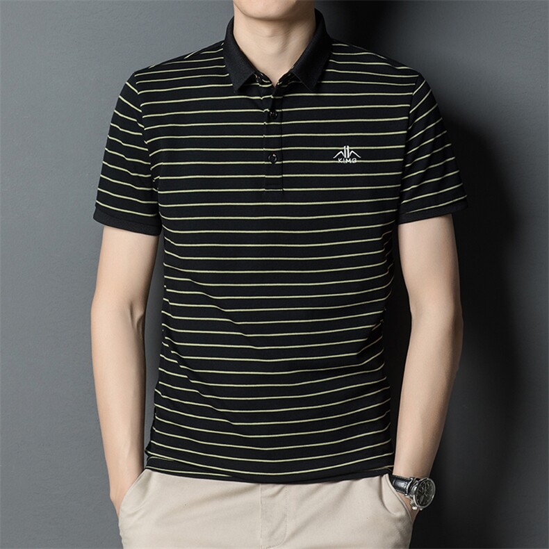 条纹短袖T恤男薄款翻领POLO衫衣服夏季男士休闲百搭刺绣体恤衫潮，男装T恤，电商B212（原钱塘6029）