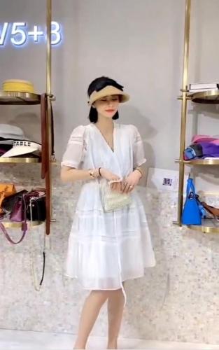 DG898夏季新款2021甜美气质显瘦拼蕾丝系绳收腰娃娃裙,女装,L·H·X