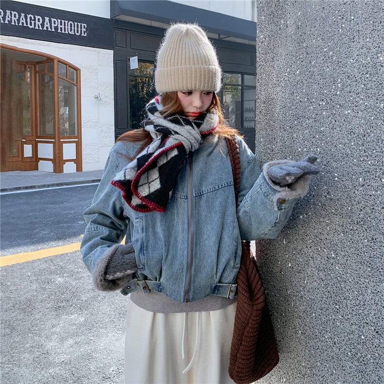 现货主推牛仔派克服加厚毛毛内胆外套2B142-1835#P225-K300,女装派克服,2B142