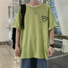 小众设计感夏装小熊刺绣短袖T恤男女新ins宽松半袖上衣T585-P22，男装T恤，星座512-2