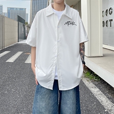 夏季薄款新款韩系青年翻领短袖衬衫男潮宽松防晒半袖衬衣C071/P35，男装衬衫，电商B209