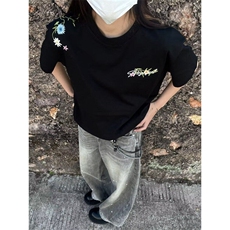 ins刺绣青少年短袖男夏季美式新款重工花体花卉t恤上衣T1413，男装T恤，星座1116A（原606A-3）