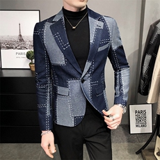 秋冬社会小伙牛仔夹克西装单西修身西服A236-XZ-210-P145，男装夹克，电商A236