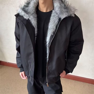 美式高街座山雕棉服男款2025冬季加厚毛领外套高级感痞帅夹克棉衣