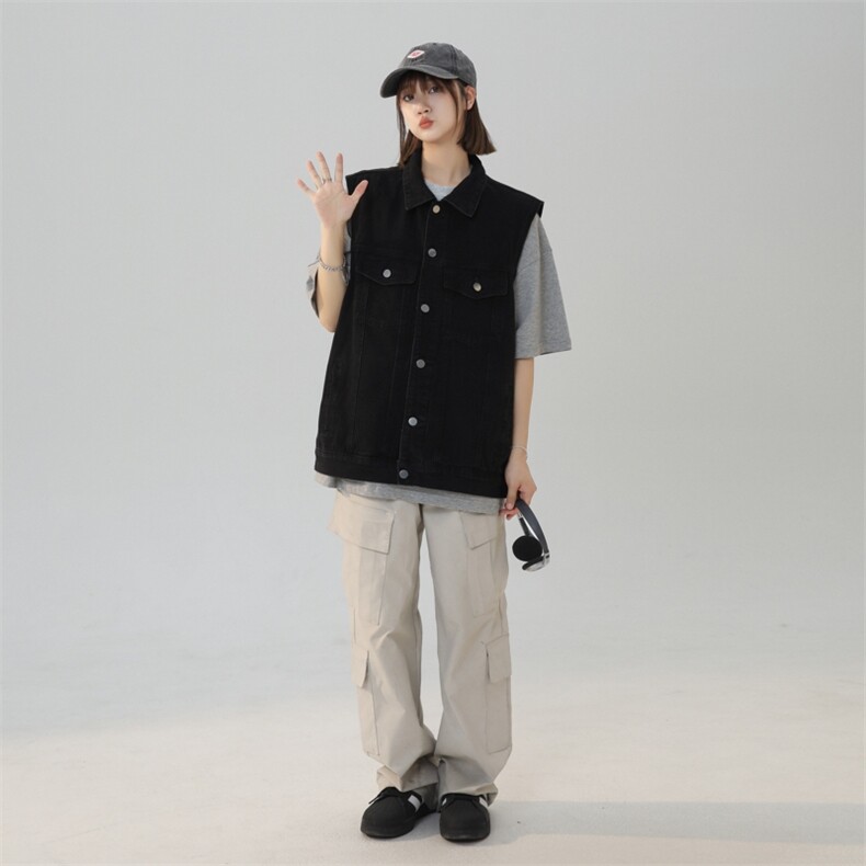 牛仔马甲潮男2025年春秋潮牌宽松无袖坎肩夹克工装外套MJ111-P50,男装背心/马甲,星座1103-3