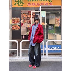 URKR安可拉红立领毛呢外套女春季上衣美式工装夹克男巴恩风高级感，男装夹克，星座1210-1