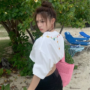 万针全刺绣工艺抖音得物高品质260克重磅纯棉双纱美式高街短袖T恤图片