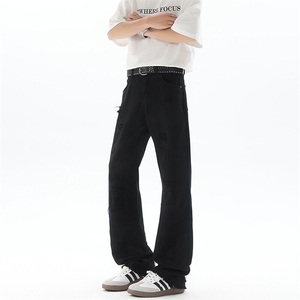 美式高街破洞牛仔裤男微喇高个子加长裤子190cm115直筒裤KZ054P60