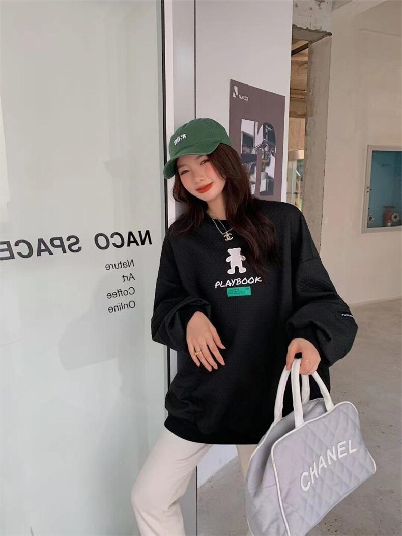 现货，刺绣带标加厚学院风卫衣，女装卫衣/绒衫，妤沫 Yumo