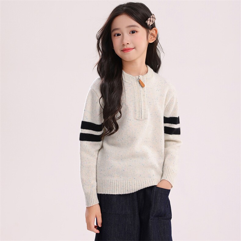 2025年秋季新款百搭七针彩点半开拉链加厚保暖羊毛衫，童装儿童羊毛衫，宏杨羊绒