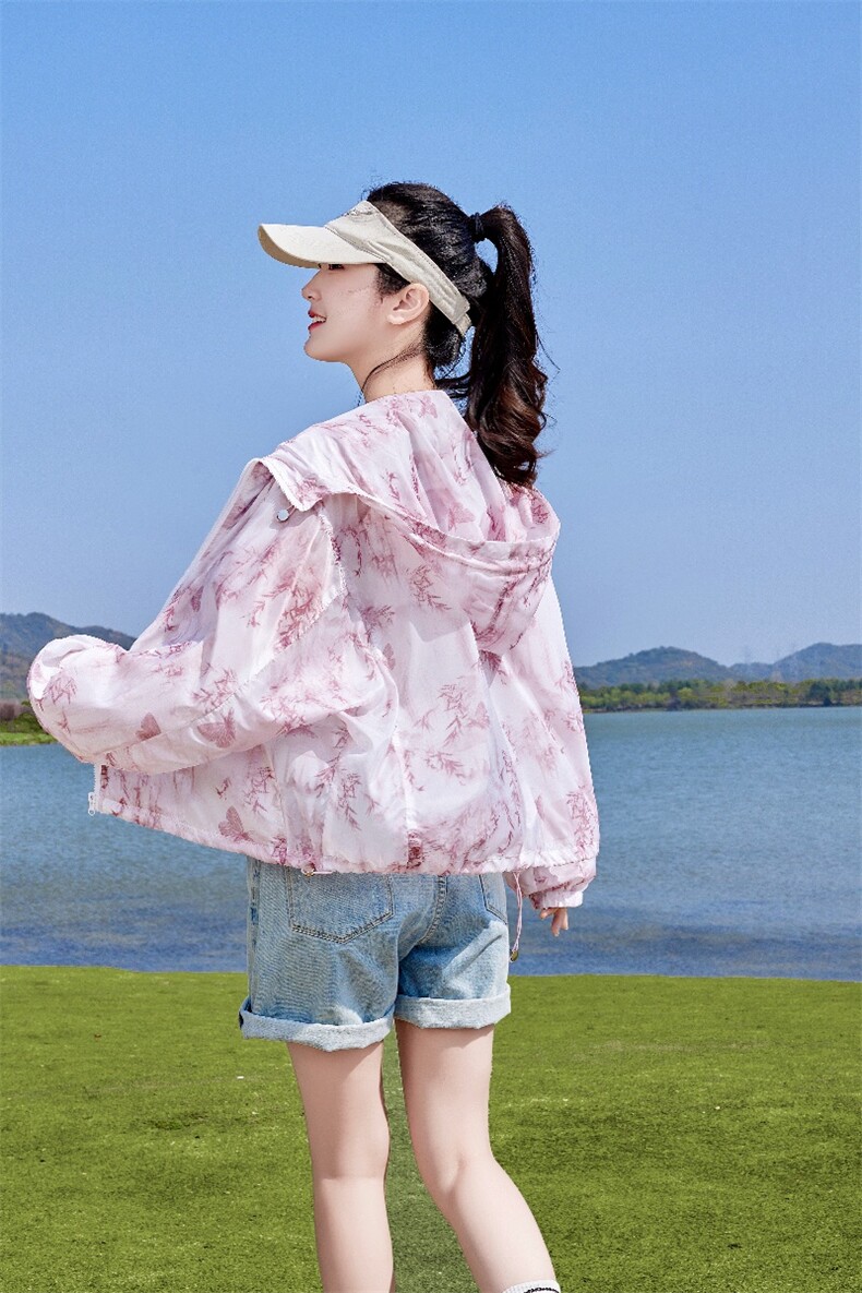 2025年夏季新款防晒服短款印花RF2C290-5826#-P85-K138,女装防晒衣,蝶眷
