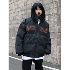 1506/QM80300/P89复古美式街头嘻哈PU皮加厚棉服男女宽松棉衣上衣，男装棉衣，星座1506