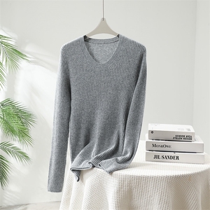 2025时尚百搭抽条U领长袖打底，女装针织衫/毛衣，贵皇羊绒四店