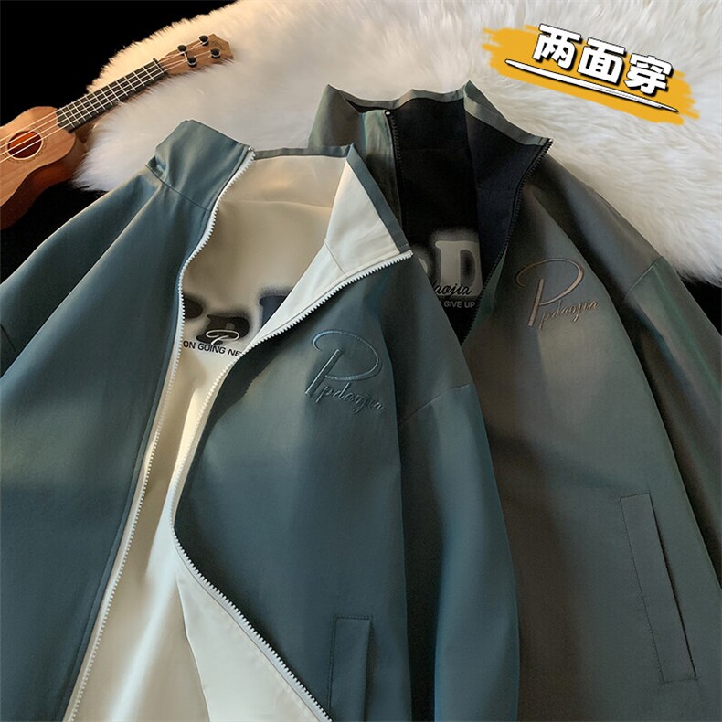 特批P60无差价2025春两面穿变色龙字母刺绣夹克男设计感外套J5202图片