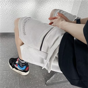 麂皮绒短裤男夏季美式潮牌痞刺绣运动休闲五分裤子DK2221-P38