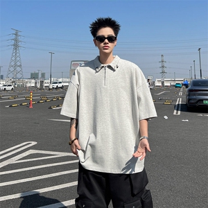2025新款半金属扣短袖polo衫潮牌美式宽松半袖现货T1855-P42图片