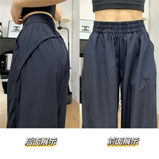 Q171/P42藏蓝色直筒工装裤女春阔腿裤宽松垂感休闲运动裤子，女装休闲裤，星座1506