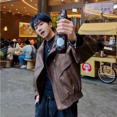 <自拍图>春季新款美式复古棕色做旧皮衣外套男潮牌痞帅HT42-P88，男装皮衣，星座1109-4