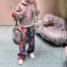 新款3D彩印泼墨油画调色盘阔腿牛仔裤休闲裤男女同款潮，男装休闲裤，星座506A