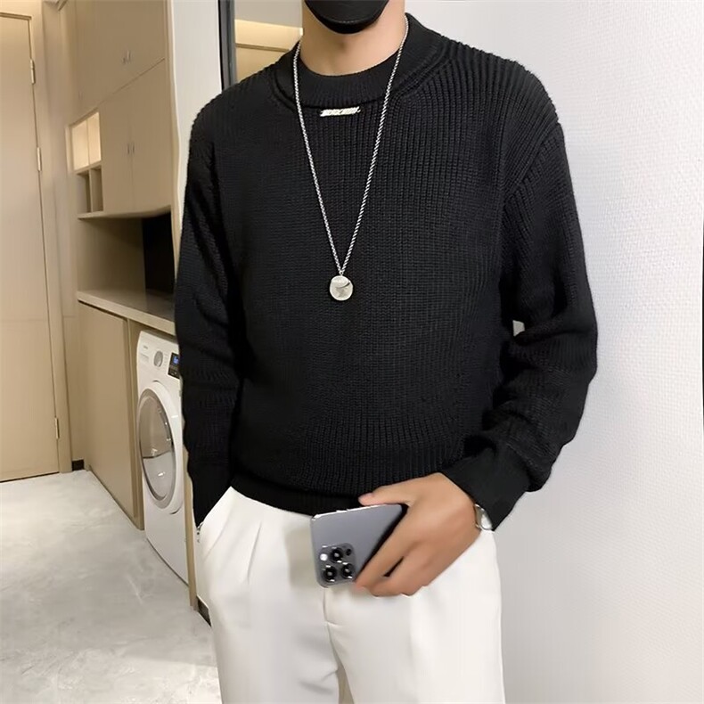 潮牌慵懒风简约圆领毛衣秋冬季纯色男士内搭针织打底衫S603,男装针织衫/毛衣,星座1116A-2（原606A-1）