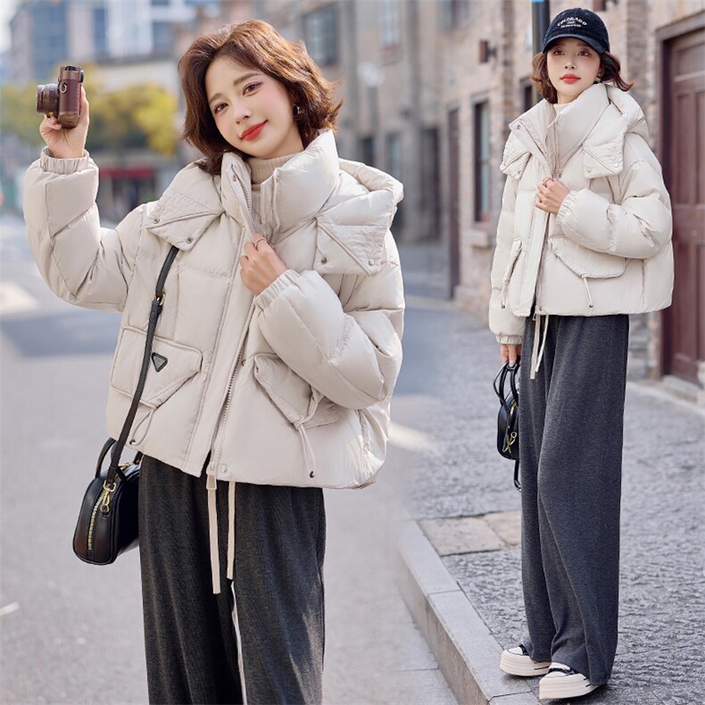 羽绒服女短款2024冬季新款女装连帽保暖休闲白鸭绒外套潮！现货！图片