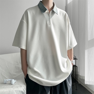 夏款男休闲卫衣牛仔领拼接POLO衫短袖T恤外套A071-T15-P45