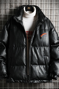 PM51064-P120 立领pu皮棉衣男大码面包服男棉服男棉袄男图片