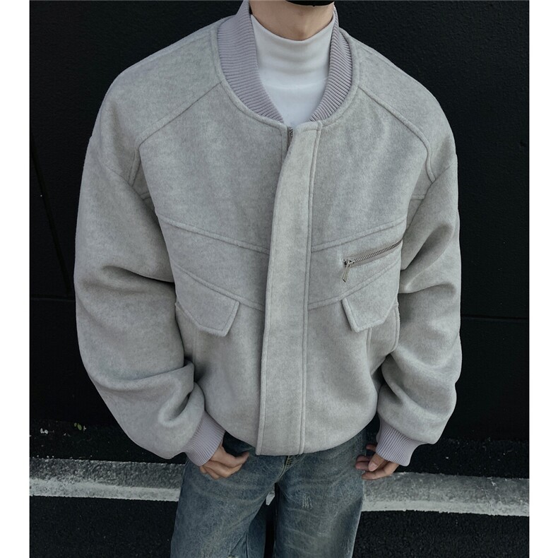 美式潮系夹棉绒毛呢外套飞行服冬季加厚棒球服棉服893P125,男装棉衣,电商A458A