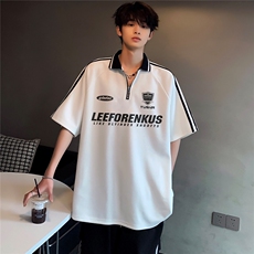 夏季个性小众插肩袖POLO衫街头百搭日系复古五分袖T恤T277-P38，男装Polo衫，电商C307