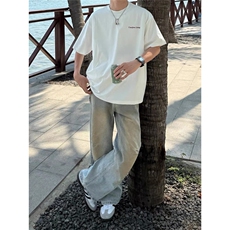 2025夏季新款男女潮流潮牌短袖t恤设计感小众高级美式重磅体恤杉，男装T恤，四季星座505