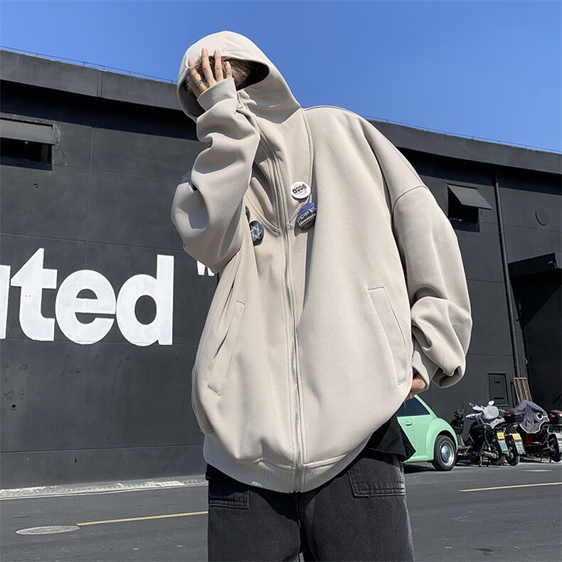 F40-P58日系复古休闲学院风外套春秋季美式街头连帽开衫卫衣男，男装夹克，星座512-6