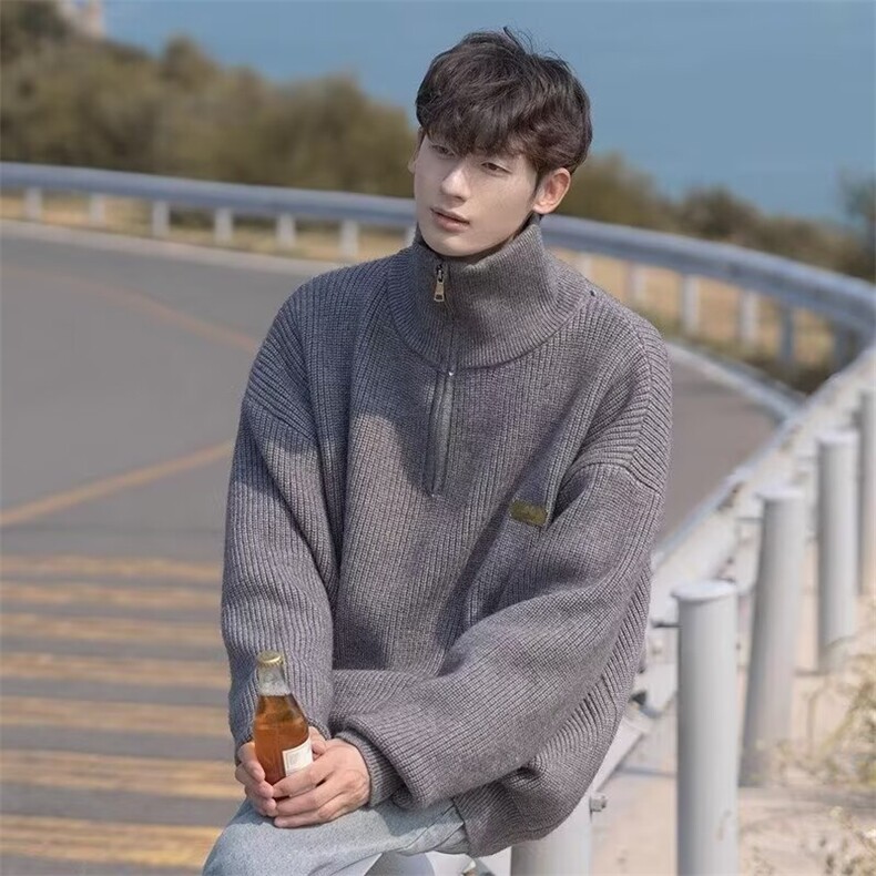 BX015常规痞帅高级感潮牌慵懒风针织衫毛衣长袖宽松型休闲青少年,男装针织衫/毛衣,星座308A-1（原309B-1）