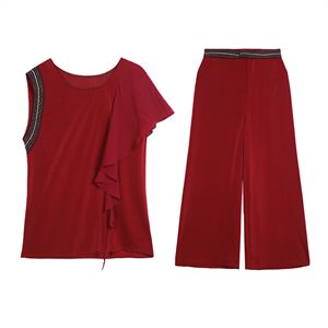 高级感职业套装女2023年夏季新款时尚气质女神范垂感阔腿裤两件套，女装套装/套裙，火爆靓佳人