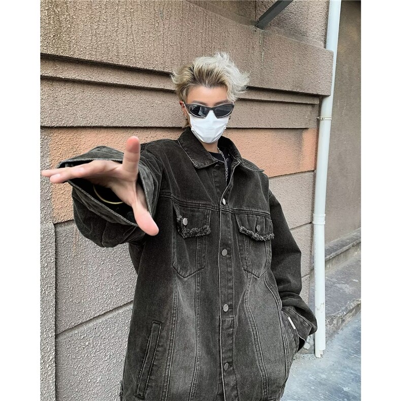 牛仔外套男春款水洗做旧痞帅高级感设计外套JK8211P65,男装夹克,星座1116-2