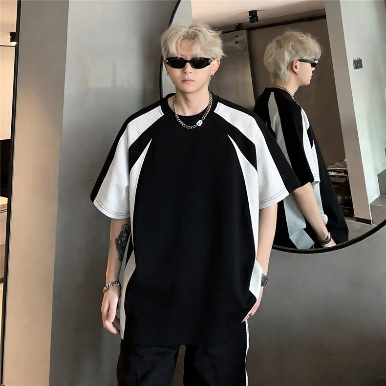 2026主推款棉质凉感抗菌夏季黑白拼接短袖T恤男DT120-特P25,男装T恤,电商C307