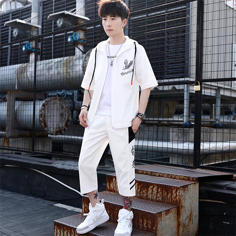 套装男2021夏季男生帅气两件套装夹克外套韩版潮流一套T774-p50,男装休闲套装,星座1206（原A206）