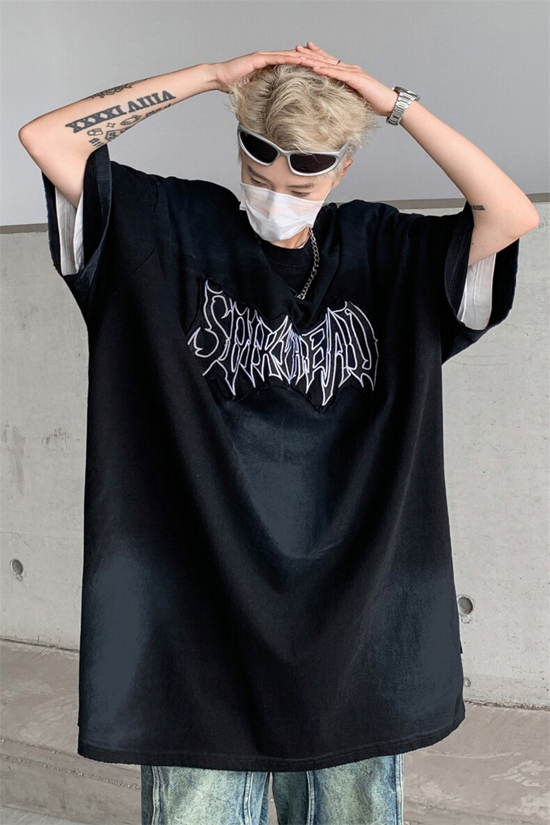 做旧脏色短袖T恤美式复古夏季潮流情侣上衣XZ514-2-202432-P68,男装T恤,星座514-2(原B239)