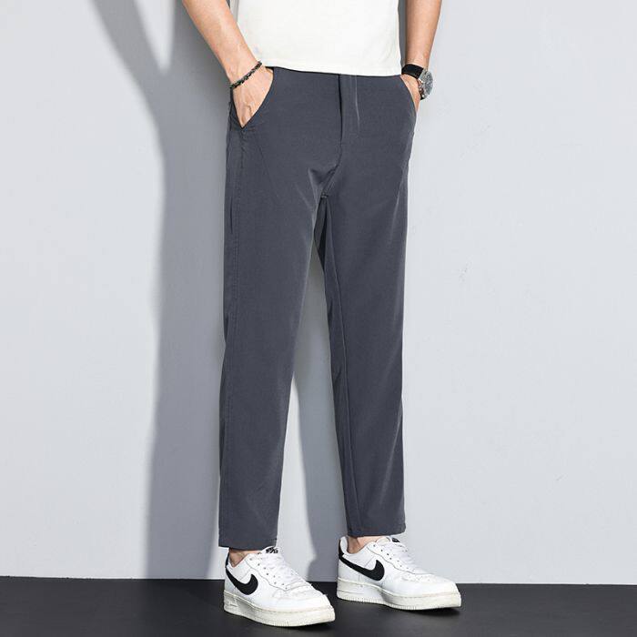 夏秋季男士修身冰丝直筒裤子男生宽松百搭休闲裤595主推外贸，男装休闲裤，星座224-1