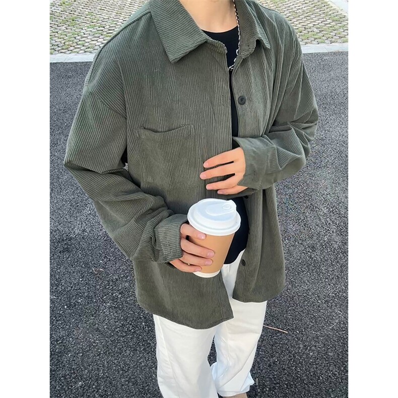 320G厚实灯芯绒衬衫男秋冬款休闲宽松复古长袖衬衣CS027-P40,男装衬衫,星座301C-5