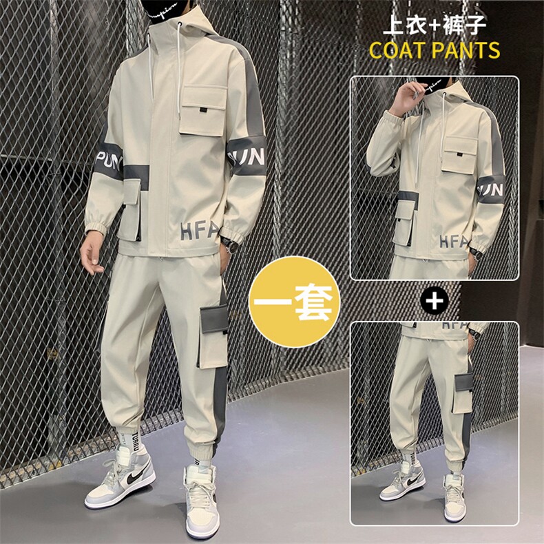主推秋季男士套装休闲运动服帅气搭配一套工装夹克外套 D05图片