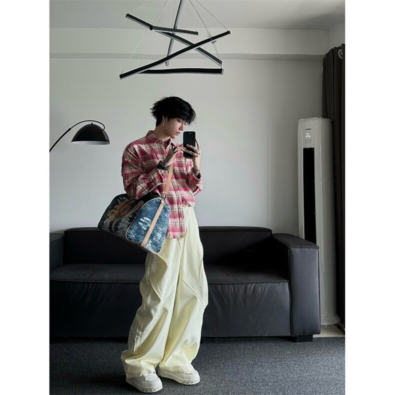 秋冬新款潮流男女百搭款宽松阔腿垂感拖地休闲长裤BK2324-P70，男装休闲裤，星座1002-1