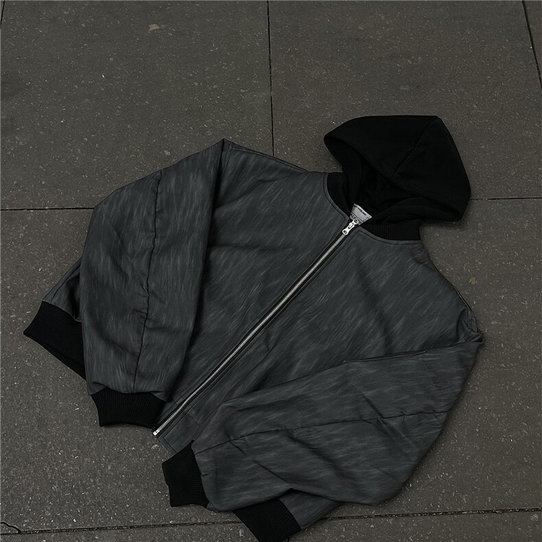 假两件连帽外套男春秋暗黑痞帅宽松飞行员夹克J884-P80,男装夹克,星座1001-1